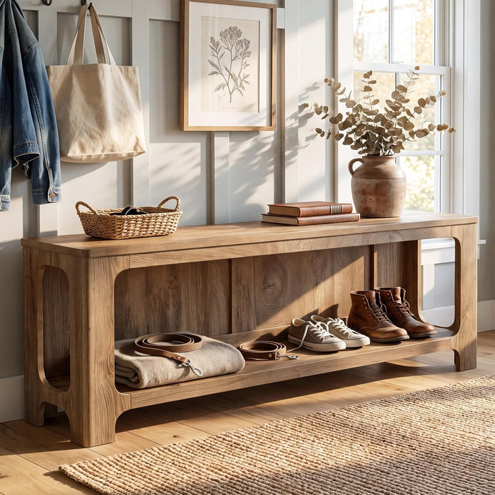 63" Console Table with Storage Shelf, 2-Tier Narrow Entryway Table for Hallway