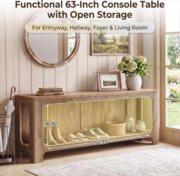 63" Console Table with Storage Shelf, 2-Tier Narrow Entryway Table for Hallway