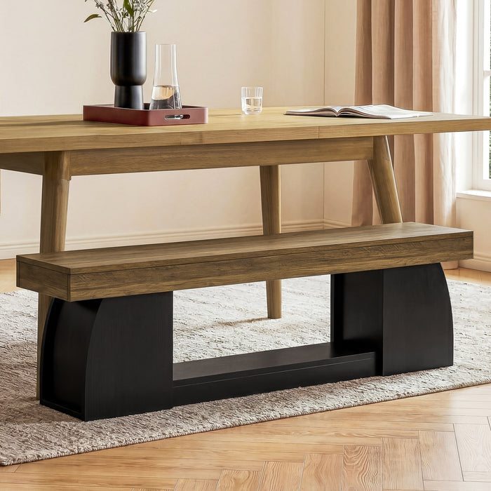 63" Dining Bench, Farmhouse Kitchen Dining Seat with Sturdy Frame