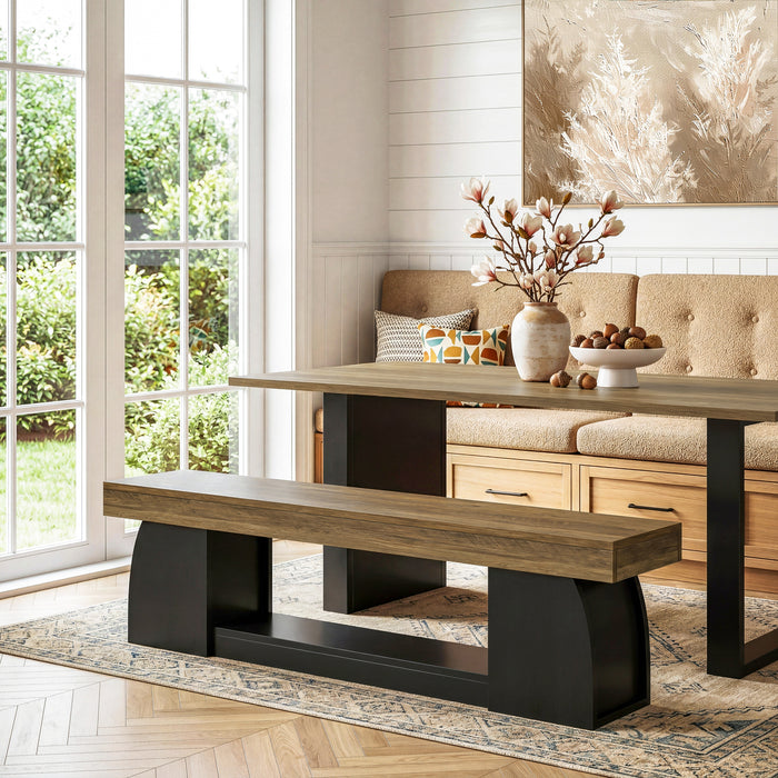 63" Dining Bench, Farmhouse Kitchen Dining Seat with Sturdy Frame