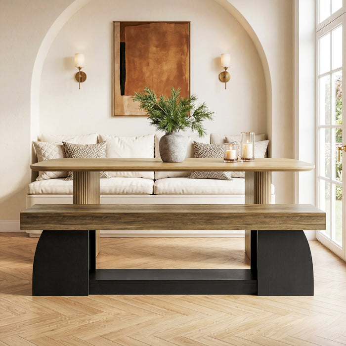 63" Dining Bench, Farmhouse Kitchen Dining Seat with Sturdy Frame