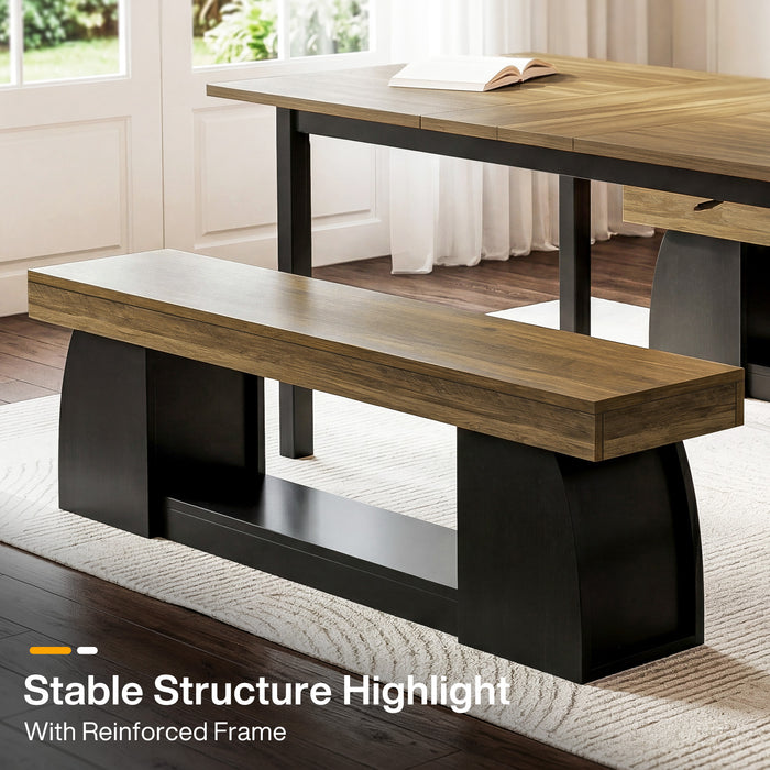 63" Dining Bench, Farmhouse Kitchen Dining Seat with Sturdy Frame