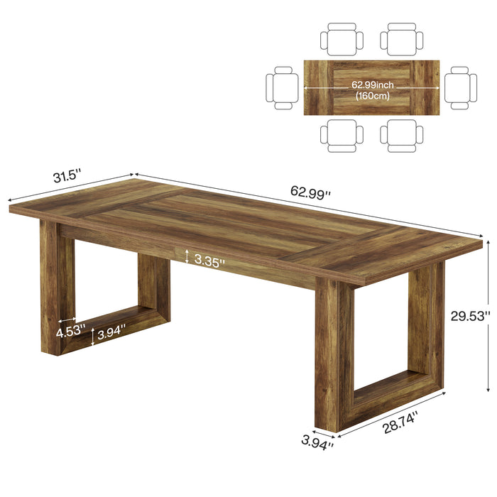 63" Dining Table, Rectangular Kitchen Dinner Table for Dining Room