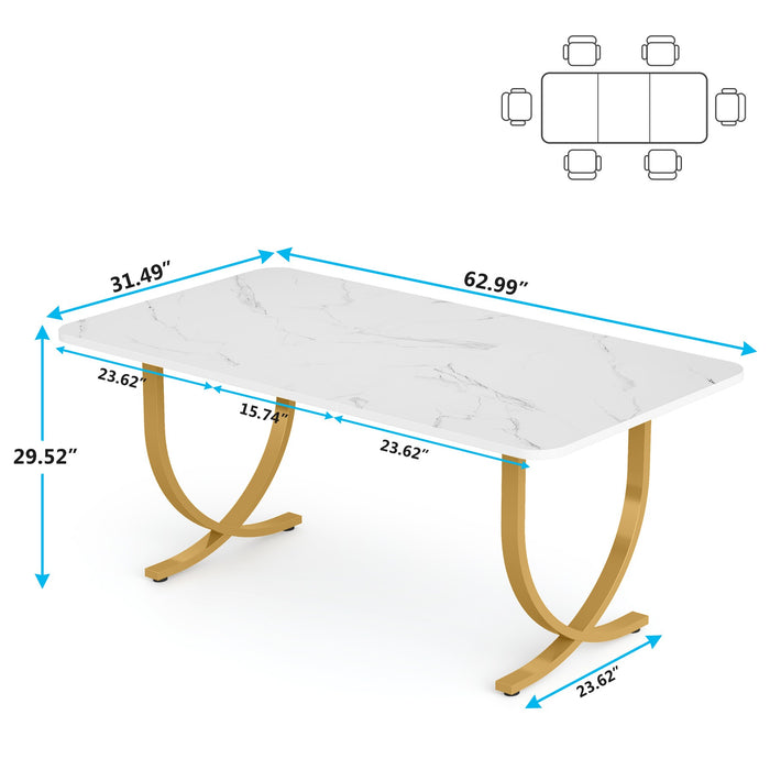 63" Executive Desk, Faux Marble Computer Desk Meeting Table