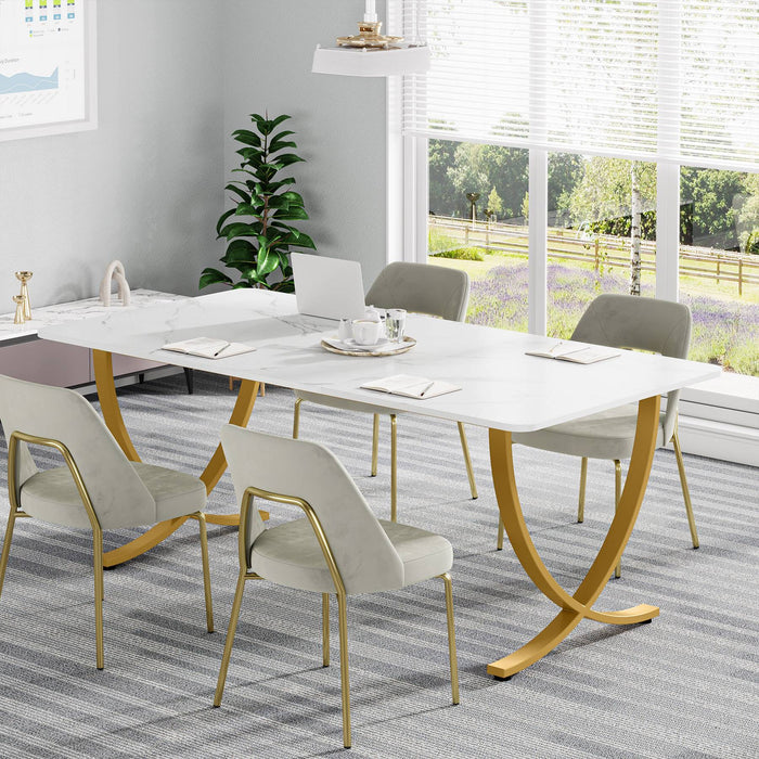 63" Executive Desk, Faux Marble Computer Desk Meeting Table Tribesigns