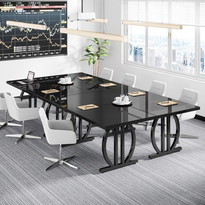 63" Executive Desk, Modern Computer Desk with Metal Geometric Base