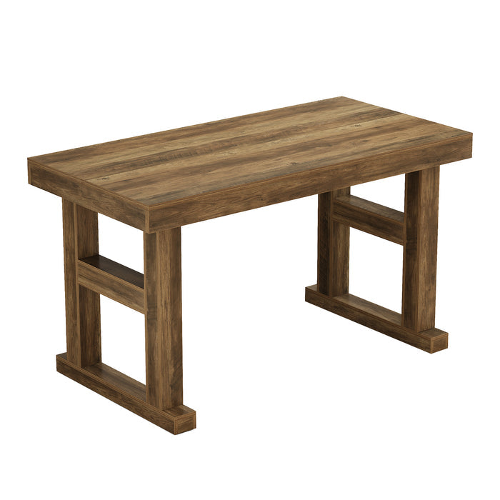 63" Farmhouse Bar Table, Counter Height Pub Table for 4-6 People with Sturdy H-Frame Legs