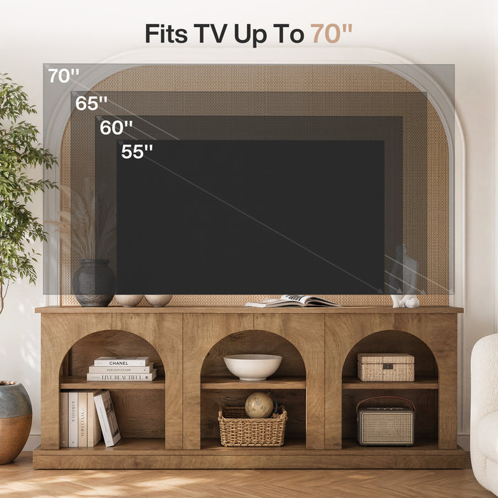 63" Farmhouse Entertainment Center, TV Stand with Storage Cabinets for 70 Inch TV
