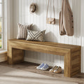 63" Farmhouse Entryway Bench, Wooden Shoe Storage Bench for Hallway, End of Bed, or Dining Seating