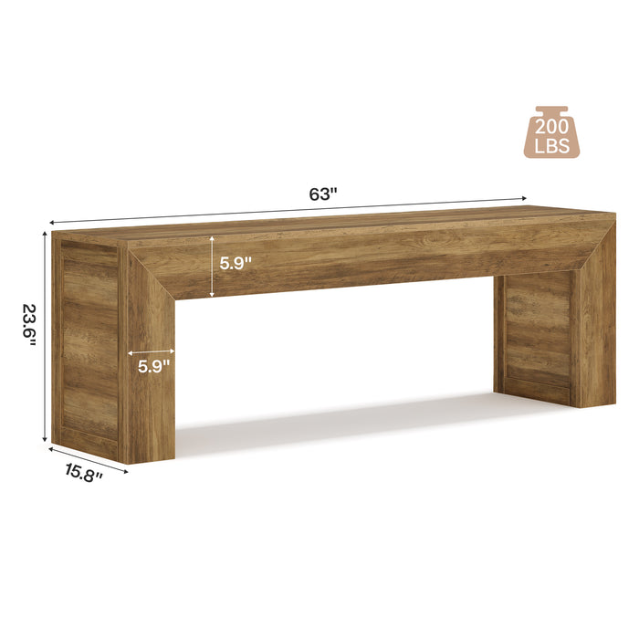 63" Farmhouse Entryway Bench, Wooden Shoe Storage Bench for Hallway, End of Bed, or Dining Seating