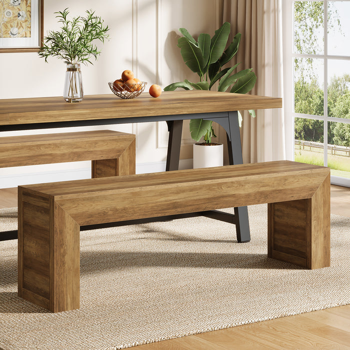 63" Farmhouse Entryway Bench, Wooden Shoe Storage Bench for Hallway, End of Bed, or Dining Seating