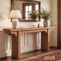 63" Farmhouse Solid Wood Console Table, Entryway Sofa Table Behind Couch