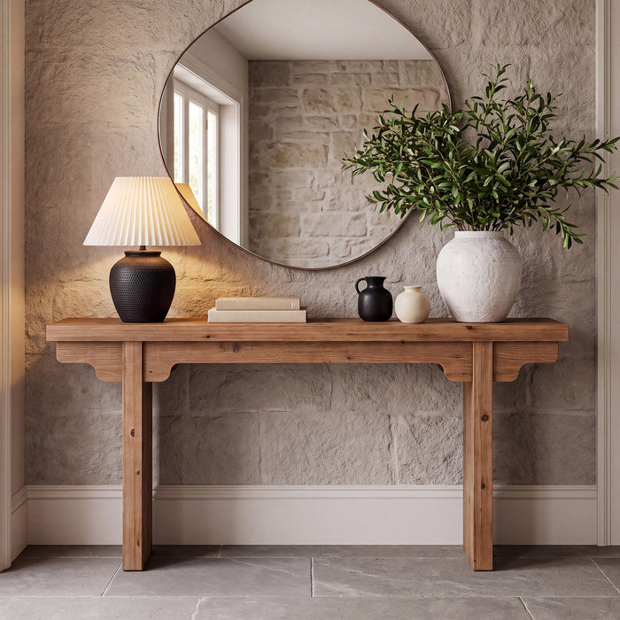 63" Farmhouse Solid Wood Console Table, Entryway Sofa Table Behind Couch