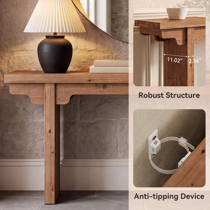 63" Farmhouse Solid Wood Console Table, Entryway Sofa Table Behind Couch