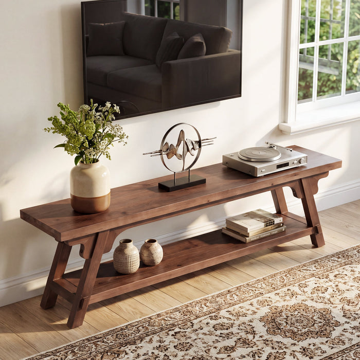 63" Farmhouse Solid Wood TV Stand for 75" TV, TV Console Entertainment Center