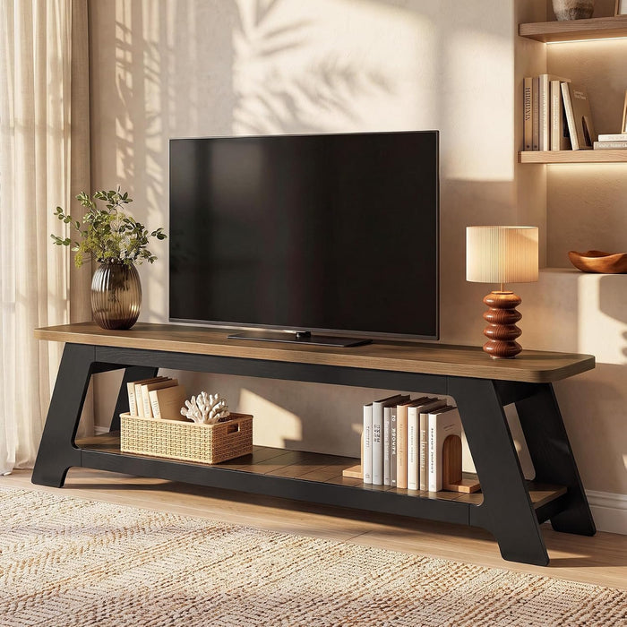 63" Farmhouse TV Stand, Entertainment Center with Shelf for 55/60/65/70-Inch TVs