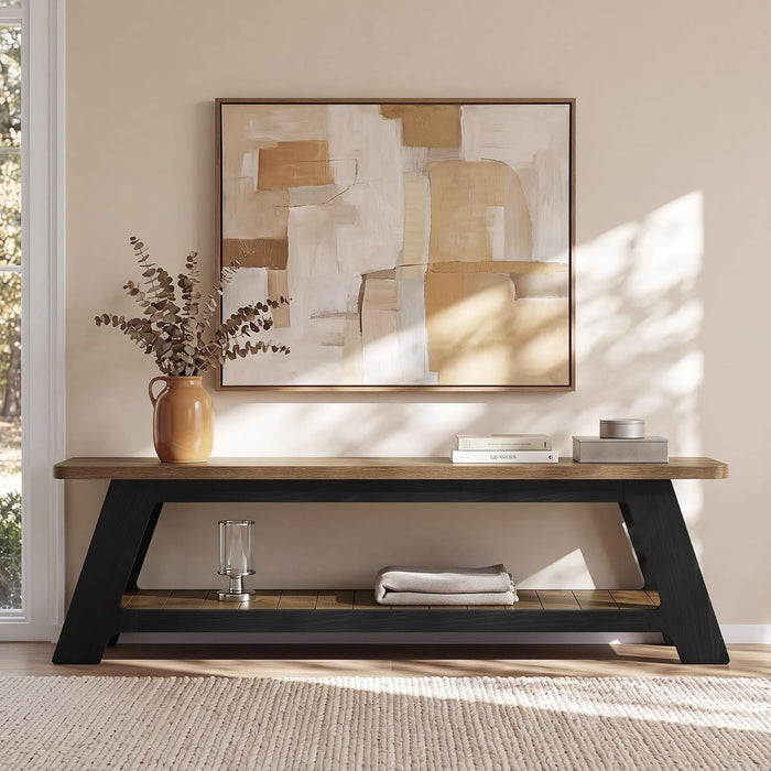 63" Farmhouse TV Stand, Entertainment Center with Shelf for 55/60/65/70-Inch TVs