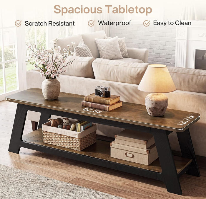 63" Farmhouse TV Stand, Entertainment Center with Shelf for 55/60/65/70-Inch TVs
