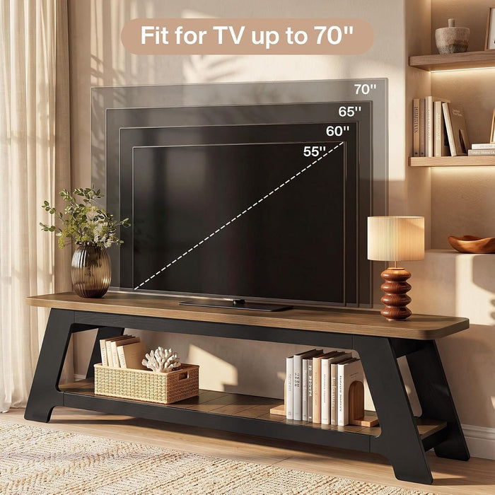 63" Farmhouse TV Stand, Entertainment Center with Shelf for 55/60/65/70-Inch TVs