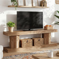 63" Farmhouse TV Stand for TVs up to 70", Wooden Entertainment Center with 2-Tier Open Storage