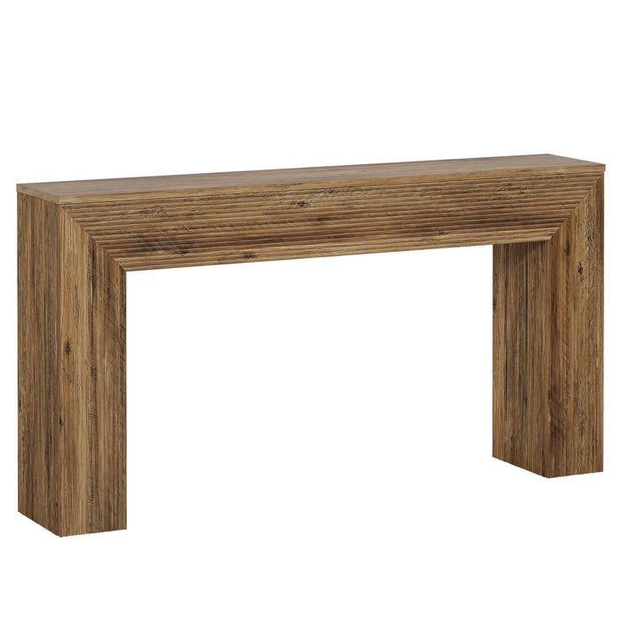 63" Fluted Console Table, Rustic Entryway Table Sofa Table Behind Couch Tribesigns