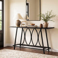 63-Inch Modern Farmhouse Console Table with Sturdy Metal Base, Narrow Entryway Table for Hallway