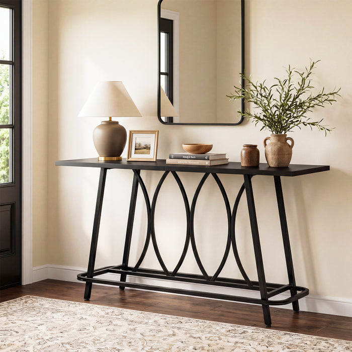 63-Inch Modern Farmhouse Console Table with Sturdy Metal Base, Narrow Entryway Table for Hallway