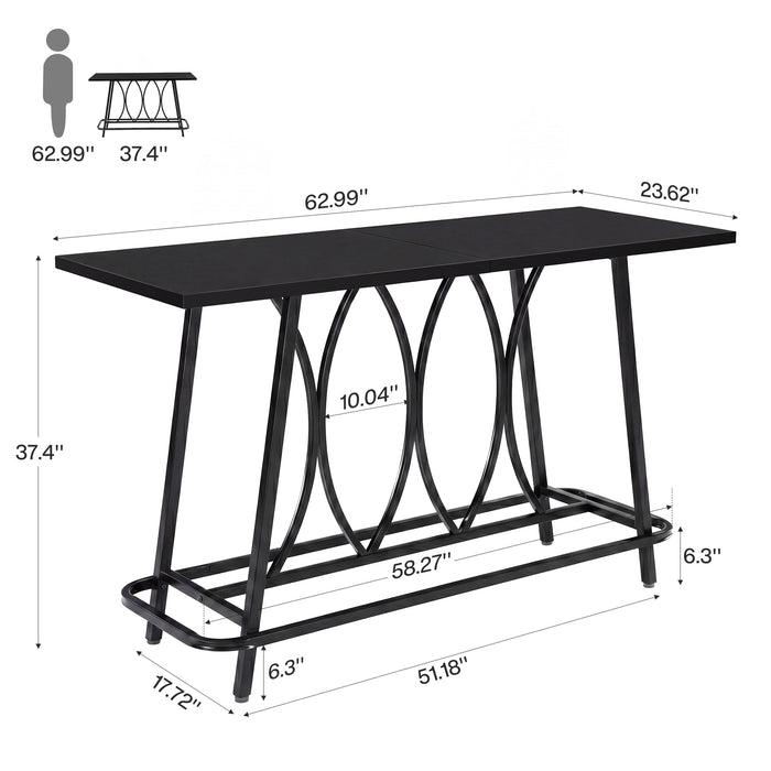 63-Inch Modern Farmhouse Console Table with Sturdy Metal Base, Narrow Entryway Table for Hallway