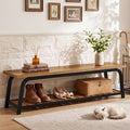 63" Industrial Entryway Bench, 2-Tier Shoe Storage Bench with Metal Frame for Hallway