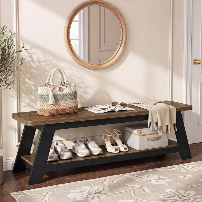 63" Long Entryway Bench, Modern Indoor Bench Seat with Shoe Storage for Hallway