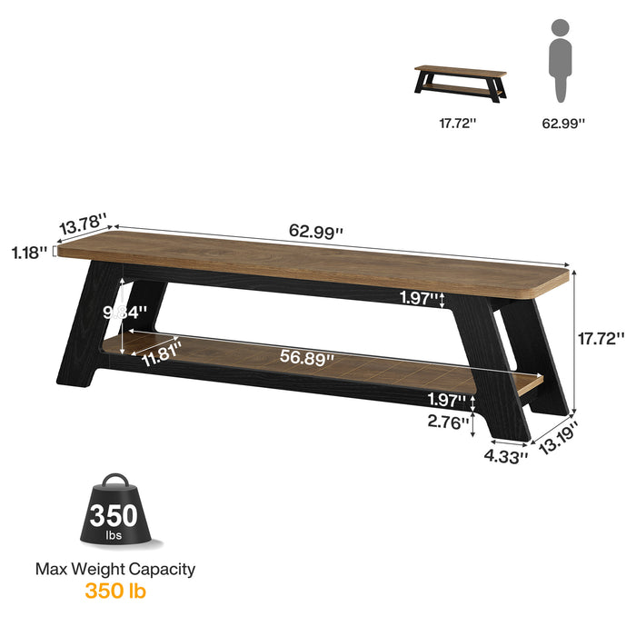 63" Long Entryway Bench, Modern Indoor Bench Seat with Shoe Storage for Hallway