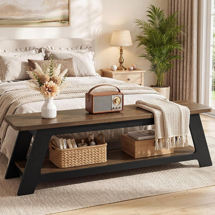 63" Long Entryway Bench, Modern Indoor Bench Seat with Shoe Storage for Hallway