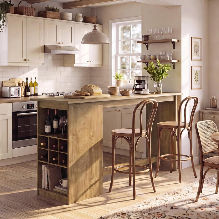 63" Modern Dining Table, Counter Height Kitchen Island Table with Side Storage Cabinet for 4