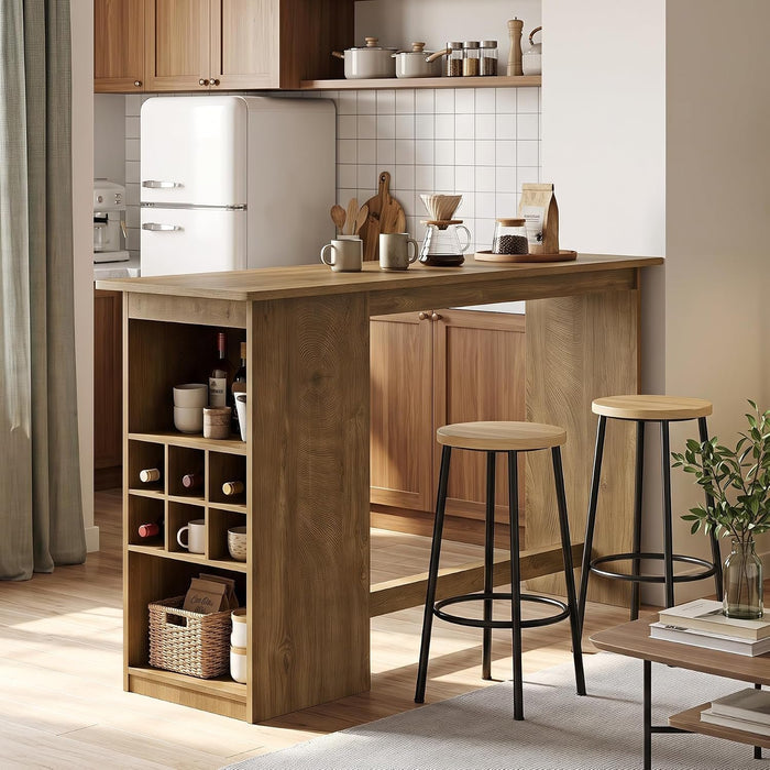 63" Modern Dining Table, Counter Height Kitchen Island Table with Side Storage Cabinet for 4