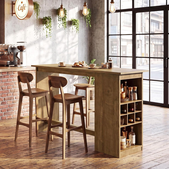 63" Modern Dining Table, Counter Height Kitchen Island Table with Side Storage Cabinet for 4