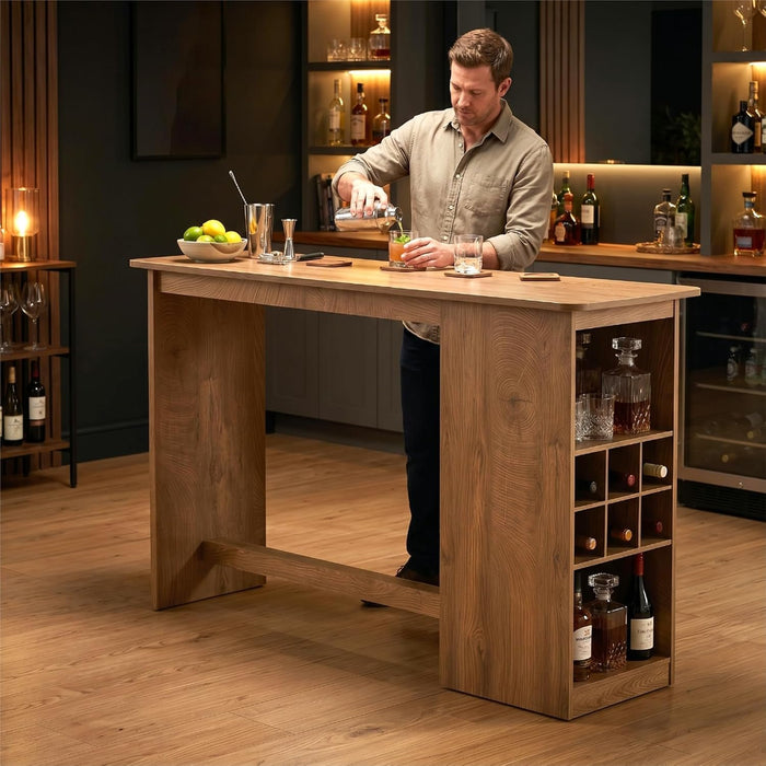 63" Modern Dining Table, Counter Height Kitchen Island Table with Side Storage Cabinet for 4