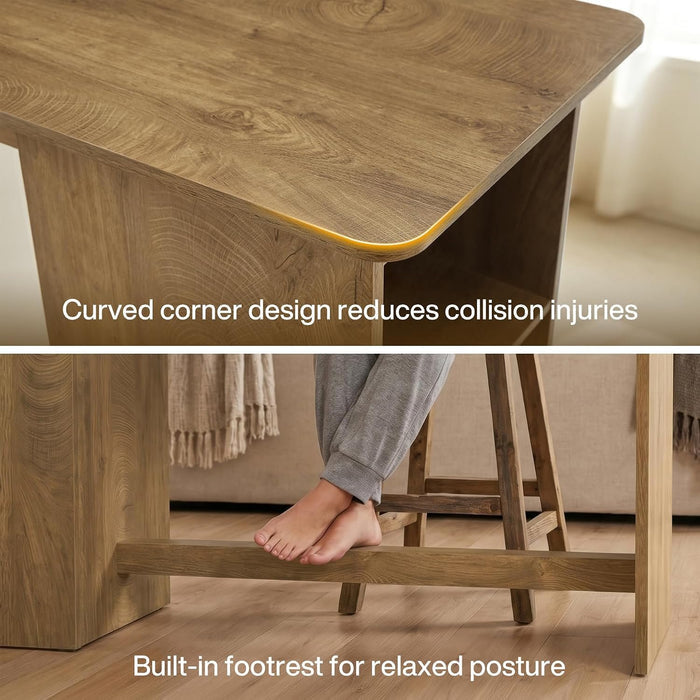 63" Modern Dining Table, Counter Height Kitchen Island Table with Side Storage Cabinet for 4