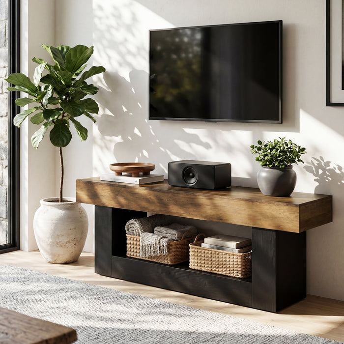 63" Modern TV Stand for TVs Up to 70 " Entertainment Center with U-Shaped Pedestal Tribesigns
