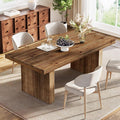 63" Rectangle Dining Table, Farmhouse Solid Wood Kitchen Dinner Table for 4-6 People