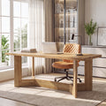 63" Solid Wood Computer Desk, Rectangular Executive Desk Study Table for Home Office