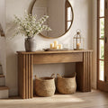 63" Solid Wood Console Table, Farmhouse Narrow Entryway & Sofa Table for Living Room or Hallway