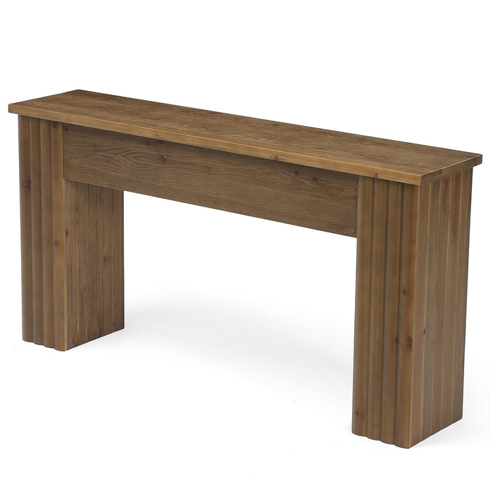 63" Solid Wood Console Table, Farmhouse Narrow Entryway & Sofa Table for Living Room or Hallway