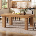 63" Solid Wood Dining Table, Farmhouse Kitchen Table with Heavy Duty Legs for 4-6