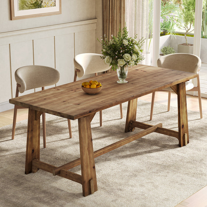 63" Solid Wood Dining Table for 4-6 People, Rustic Farmhouse Kitchen & Dining Room Table