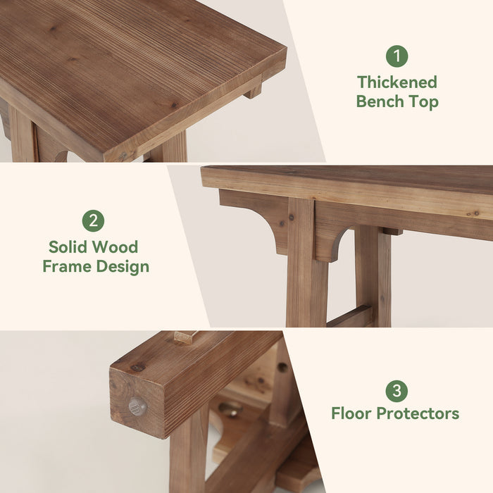 63" Solid Wood Entryway Bench, Long Shoe Bench End of Bed Bench for Bedroom