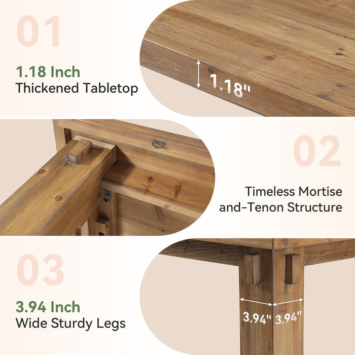 63" Solid Wood Executive Desk, Farmhouse Computer Desk with Study Legs for Home Office