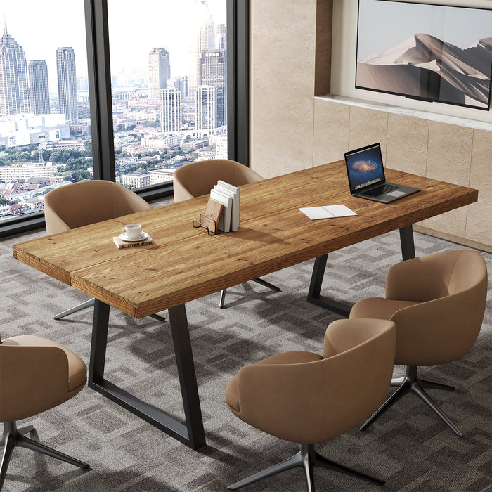 solid wood executive desk in a modern meeting room