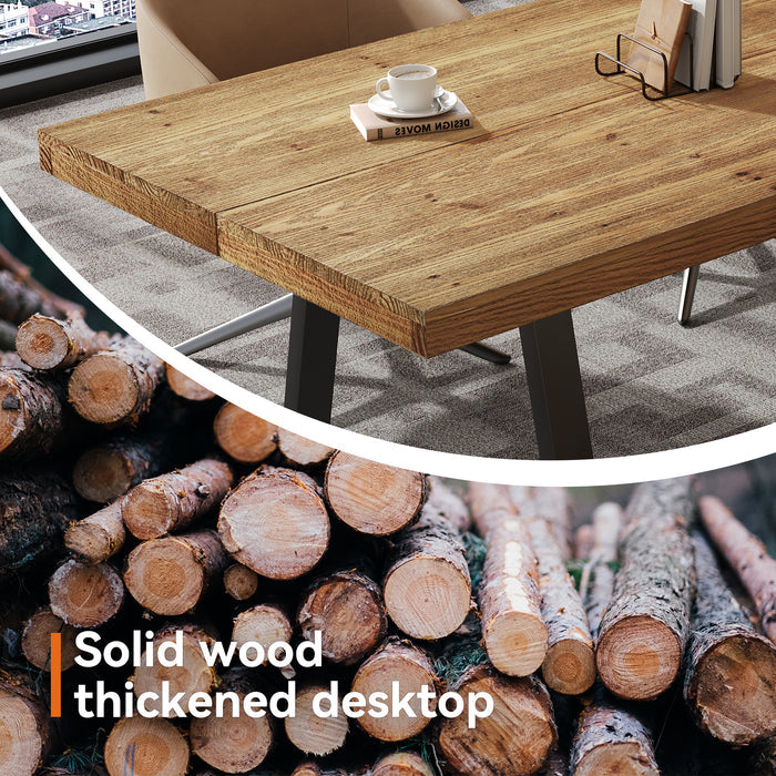 solid fir wood desktop with natural grain, Solid Wood Executive Desk