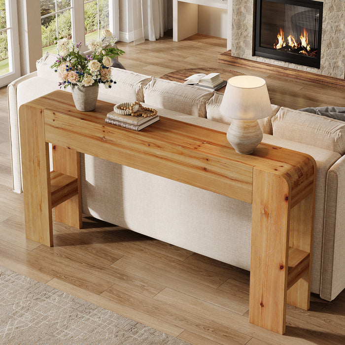 63" Solid Wood Farmhouse Console Table, Narrow Sofa Table for Entryway, Hallway, or Behind Couch