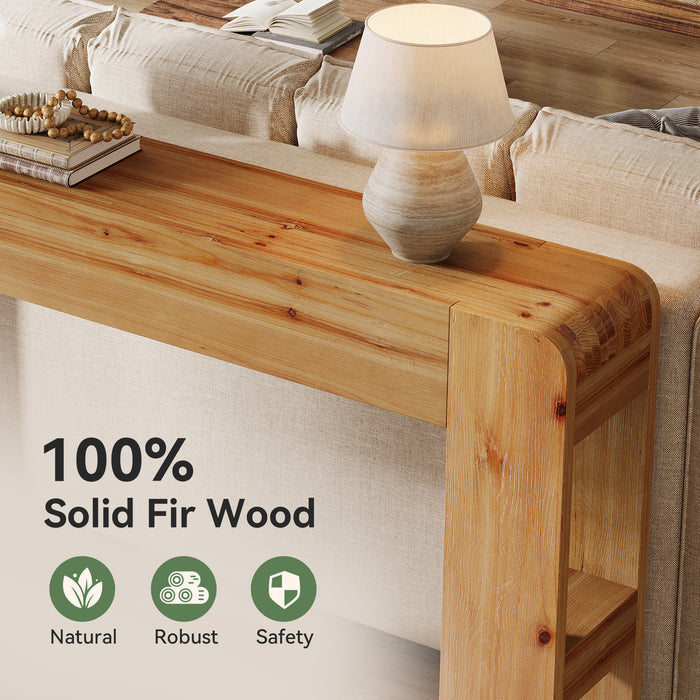 63" Solid Wood Farmhouse Console Table, Narrow Sofa Table for Entryway, Hallway, or Behind Couch